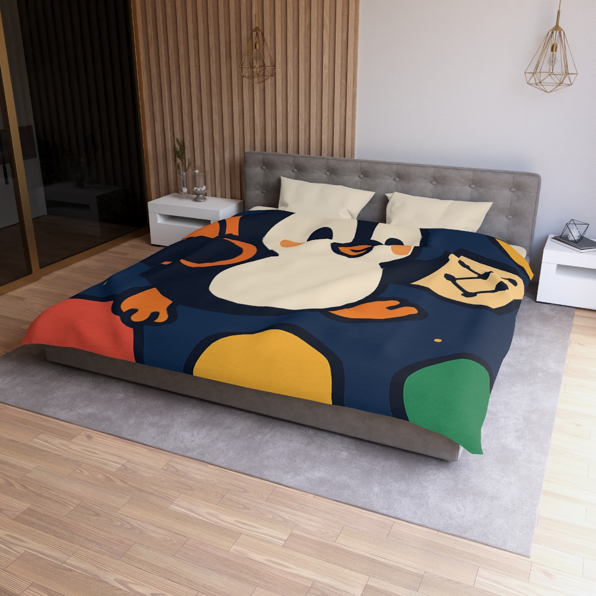 Planet Hopping Penguin Explorer unique patterned duvets