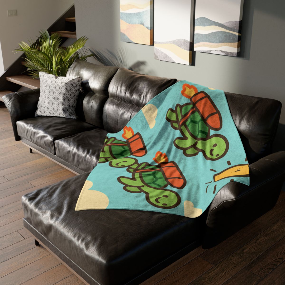 Rocket Powered Turtles personalized cozy blankets