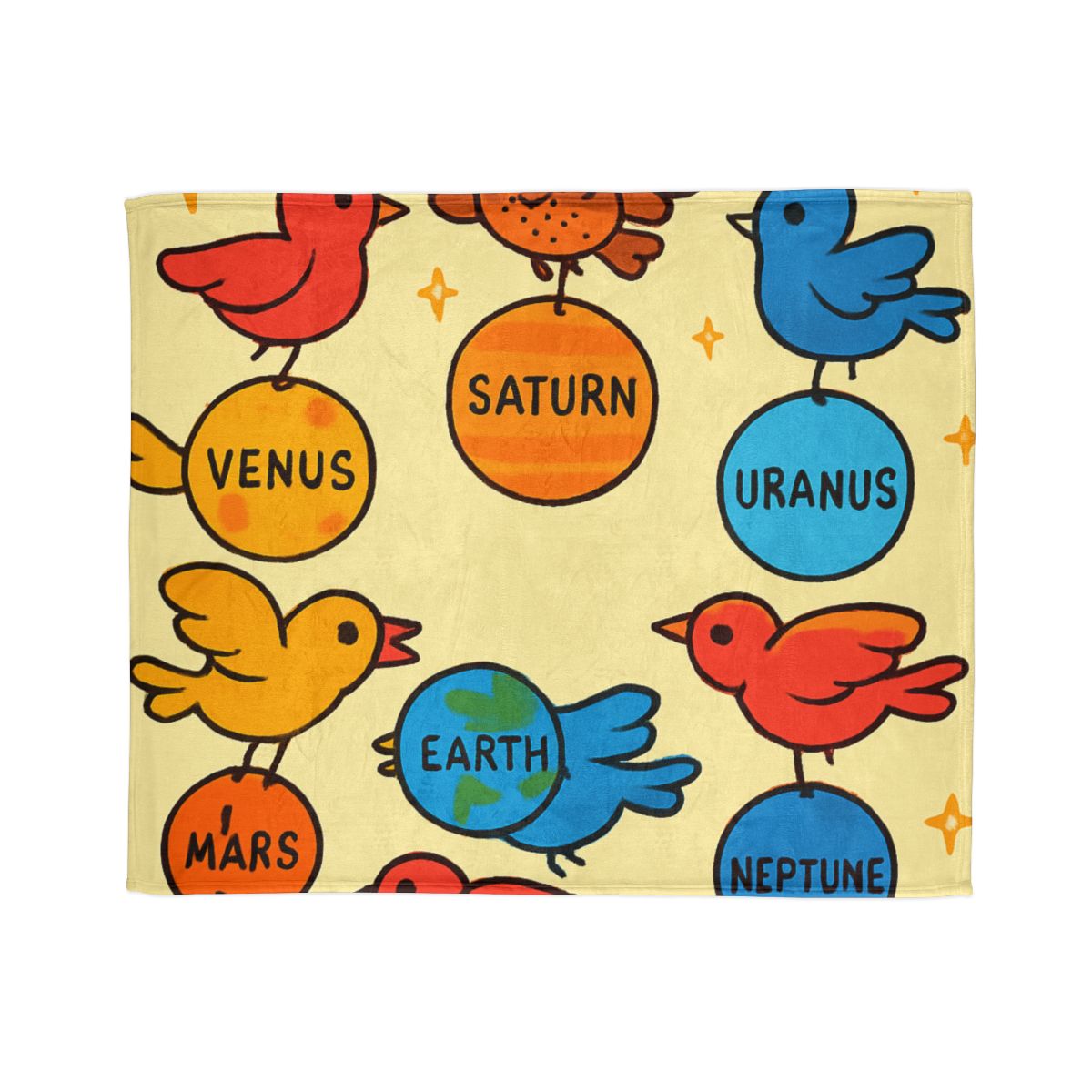 Solar System Circus Of Birds personalized cozy blankets