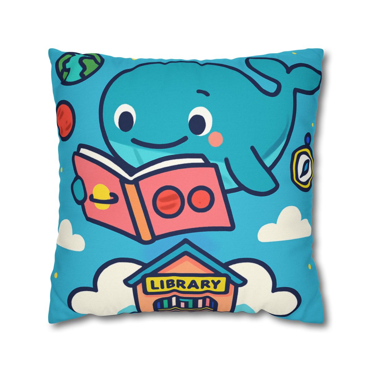 Nebula Library Sky Whale Reading Time soft cotton pillow cases