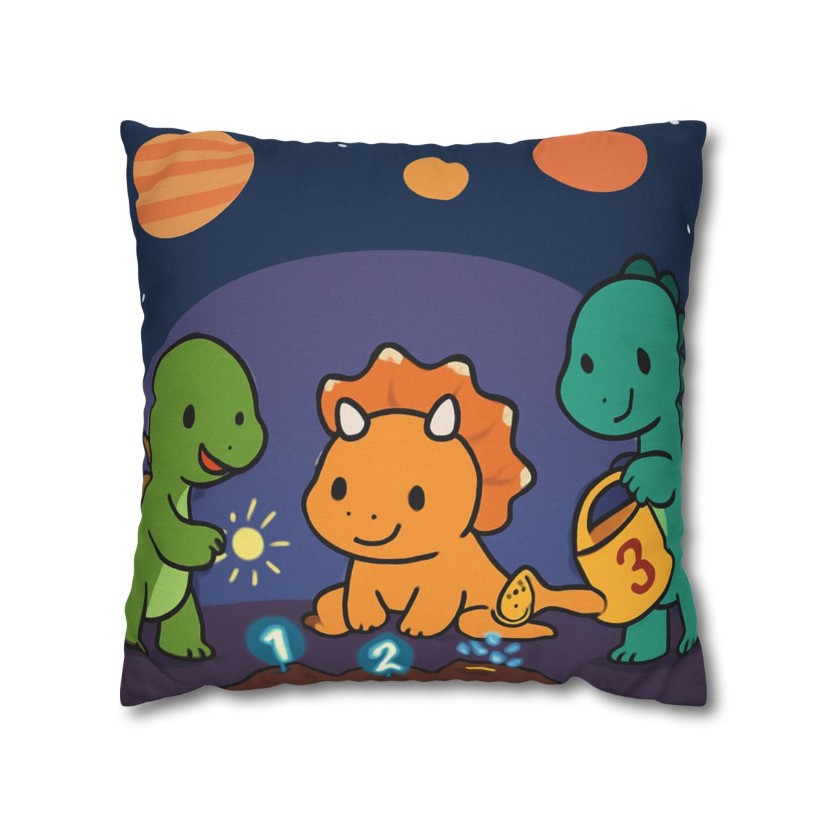Galaxy Garden Dinosaurs designer print pillow cases