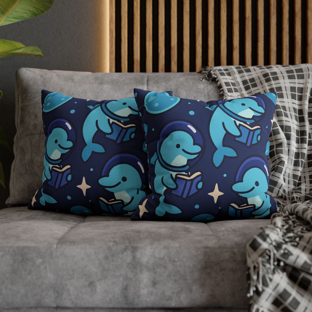 Space School Of Curious Dolphins comfortable bedding pillow covers