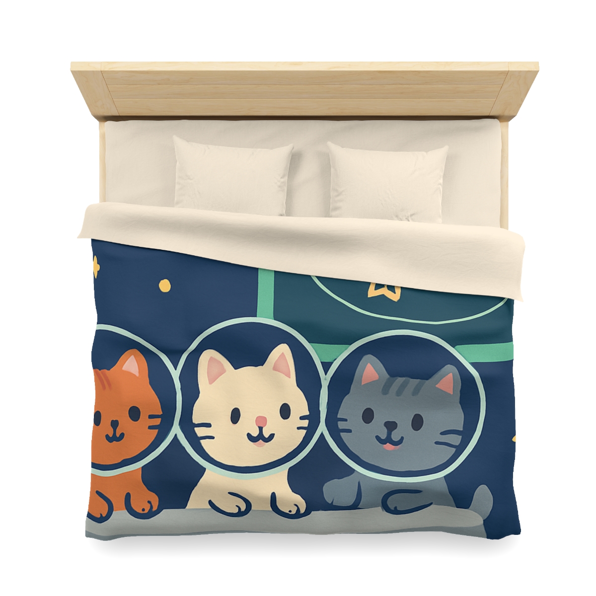 Comet Classroom For Curious Kittens designer printed duvets