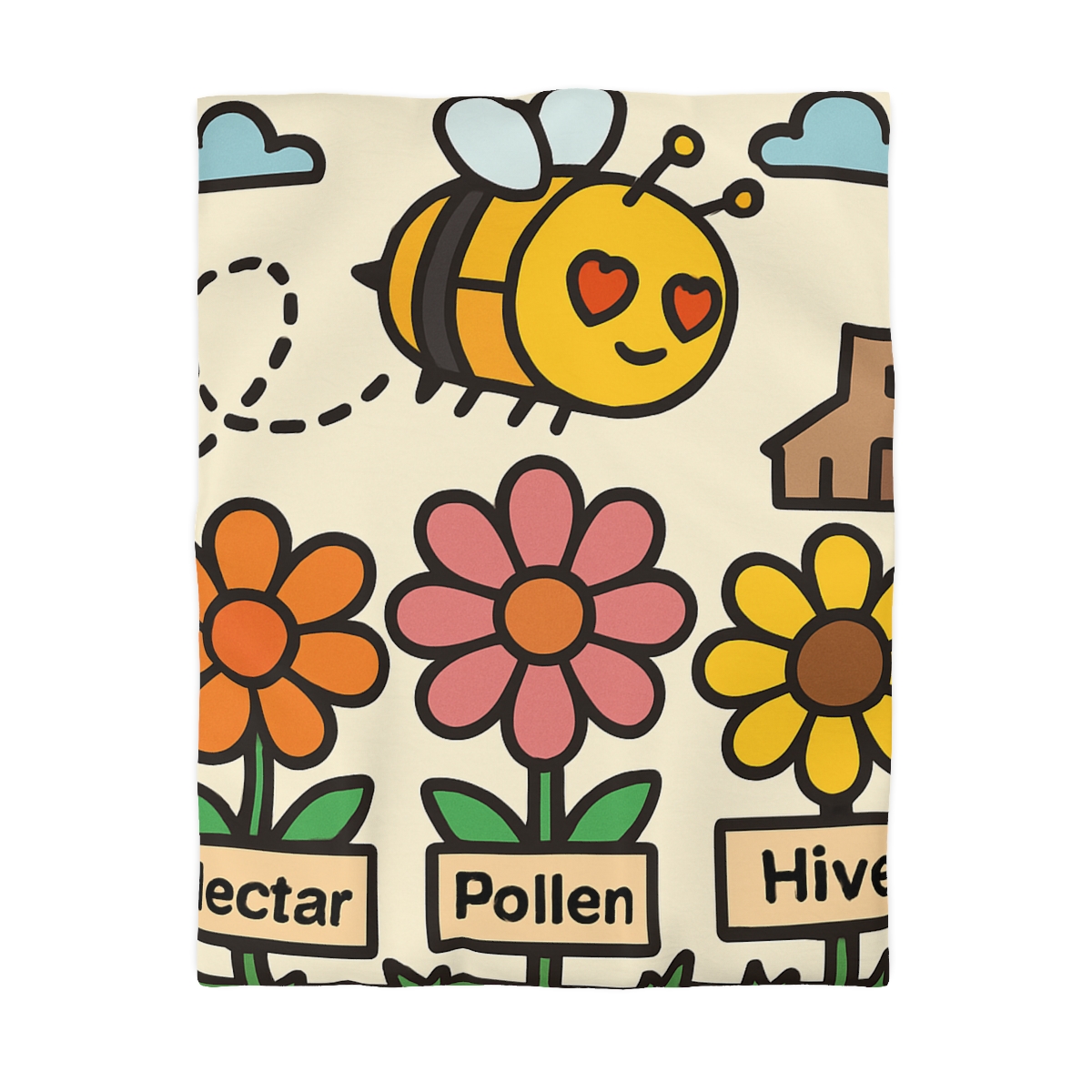 Robot Bee Pollination Map designer printed duvets