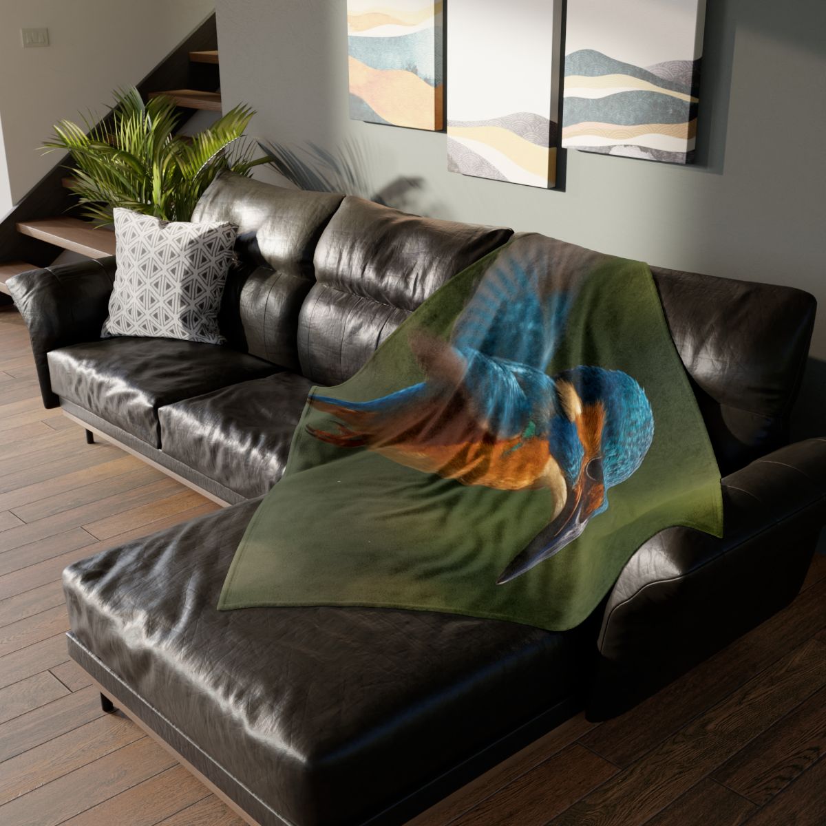 Kingfisher Sapphire Dive stylish throw blankets