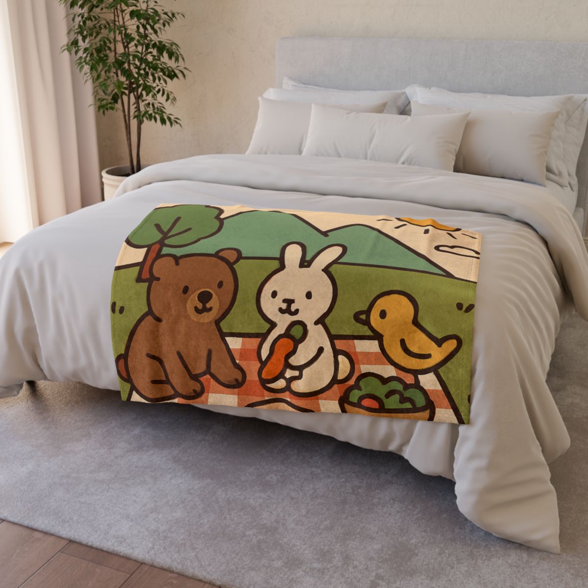 Mountain Picnic Pals trendy patterned blankets