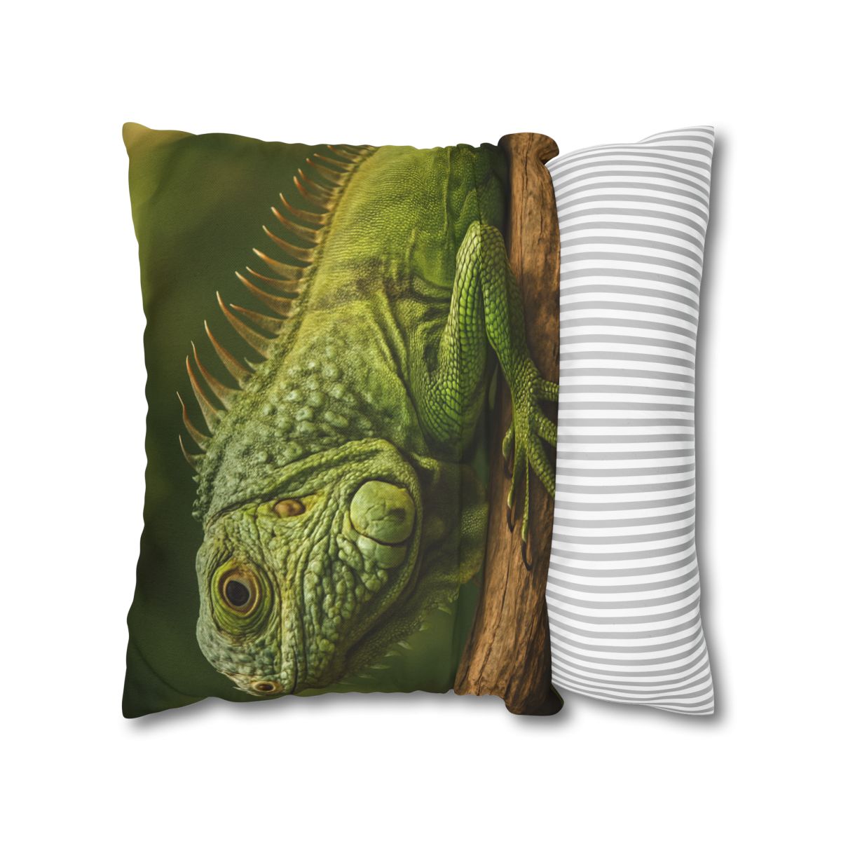 Verdant Stillness Green Iguana designer print pillow cases