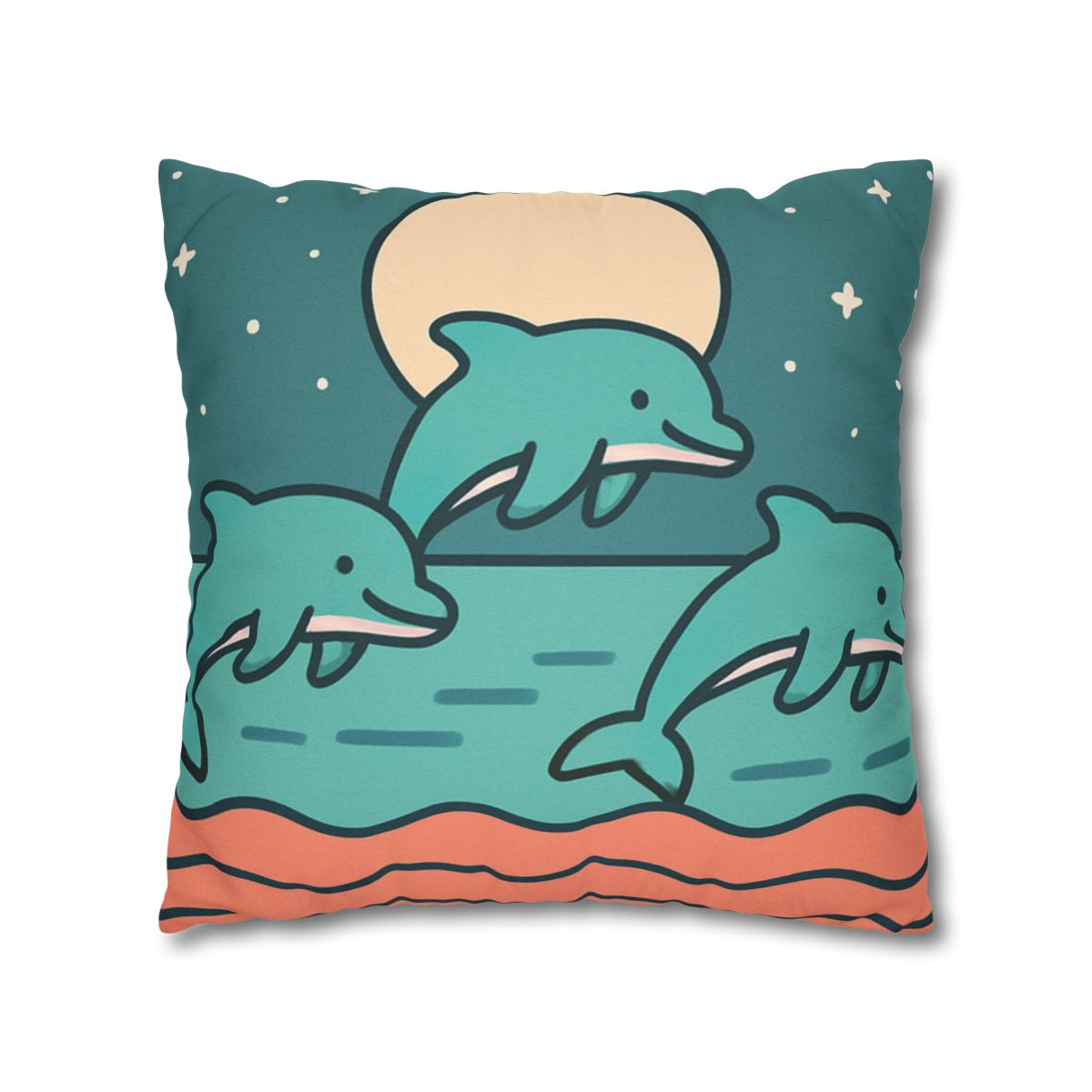 Moonlight Dolphin Parade trendy patterned pillow cases