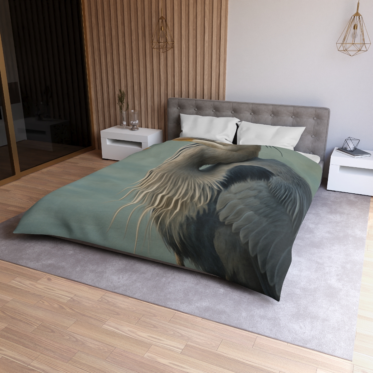 Harbor Watch Great Blue Heron unique patterned duvets