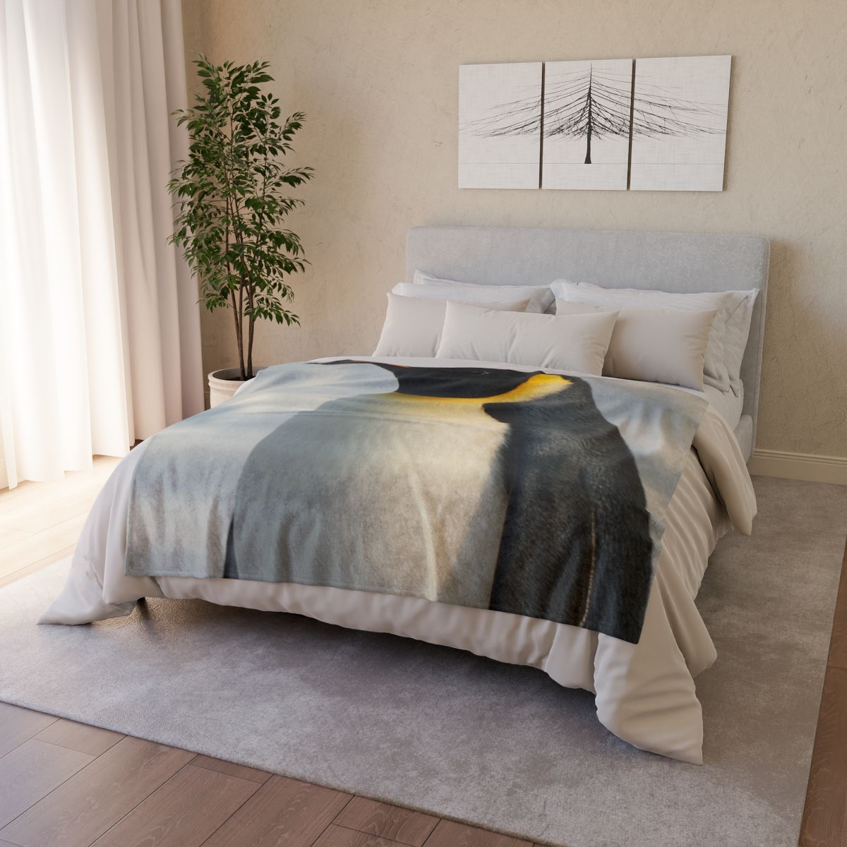 Aurora Drift Emperor Penguin personalized cozy blankets