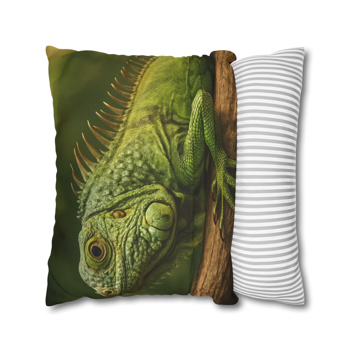 Verdant Stillness Green Iguana designer print pillow cases