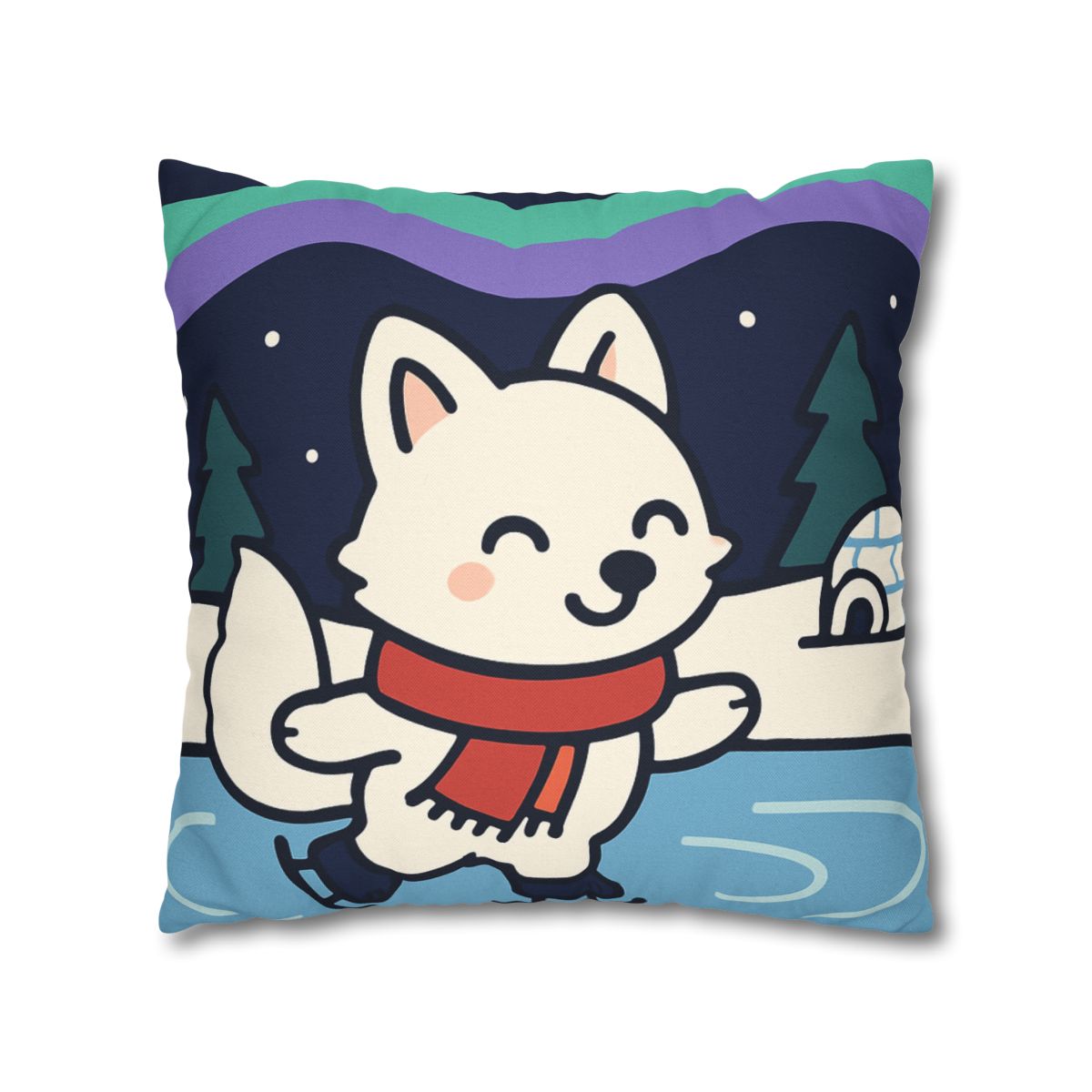 Aurora Snow Fox Skate Night trendy patterned pillow cases