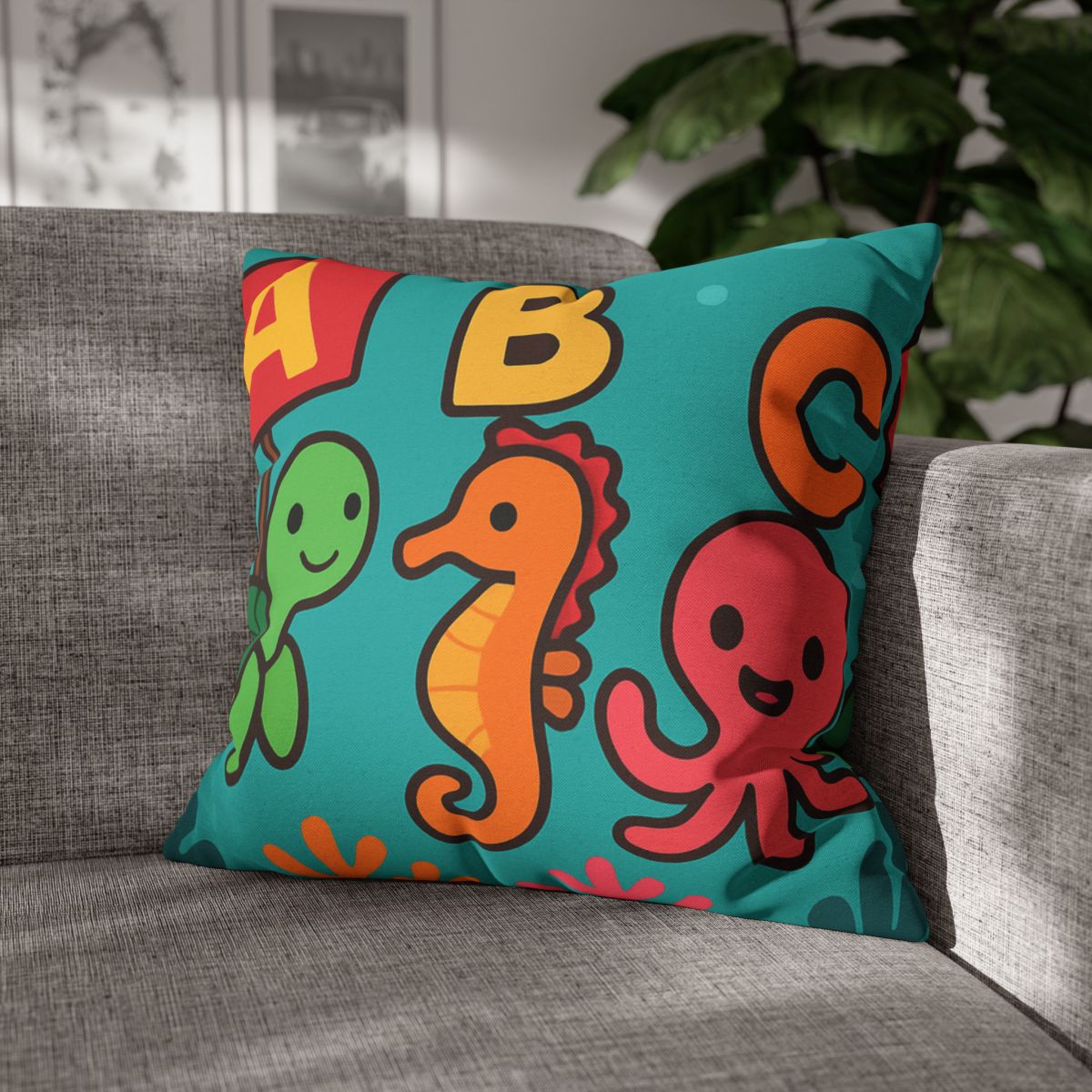 Coral Reef Alphabet Parade soft cotton pillow cases