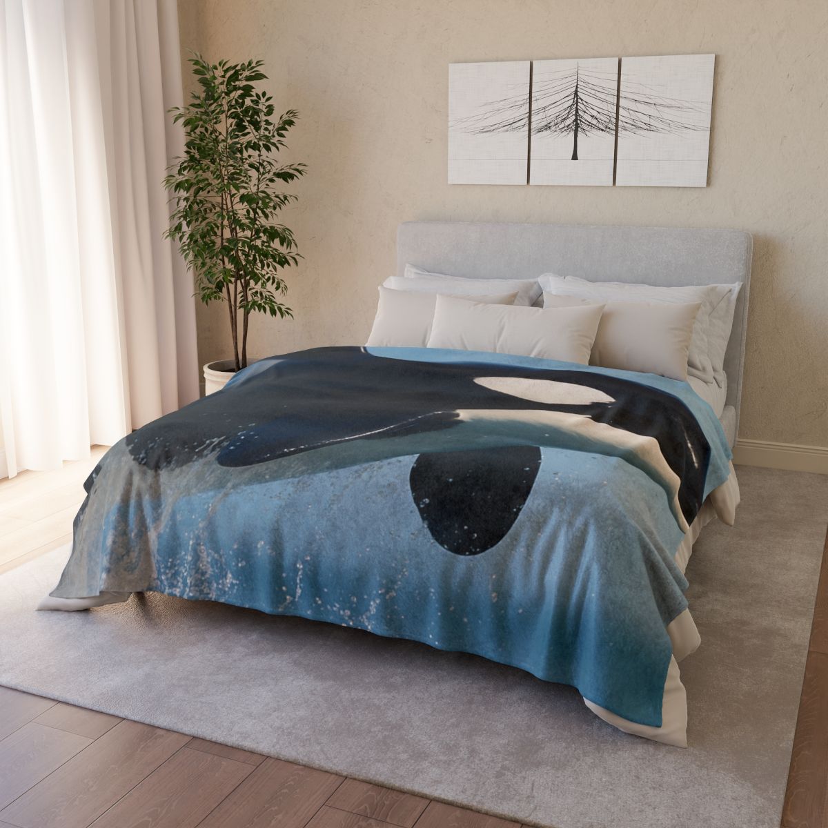 Tidal Monarch Orca soft fleece blankets