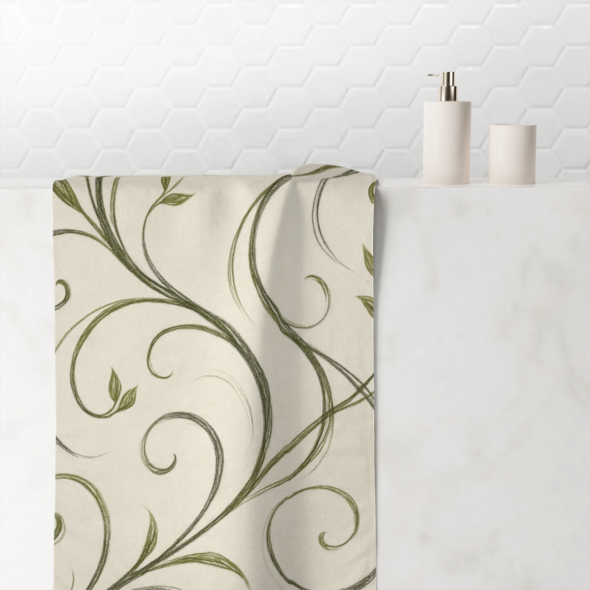 Tendril Ribbon Calligraphy decorative home towelscustom towels