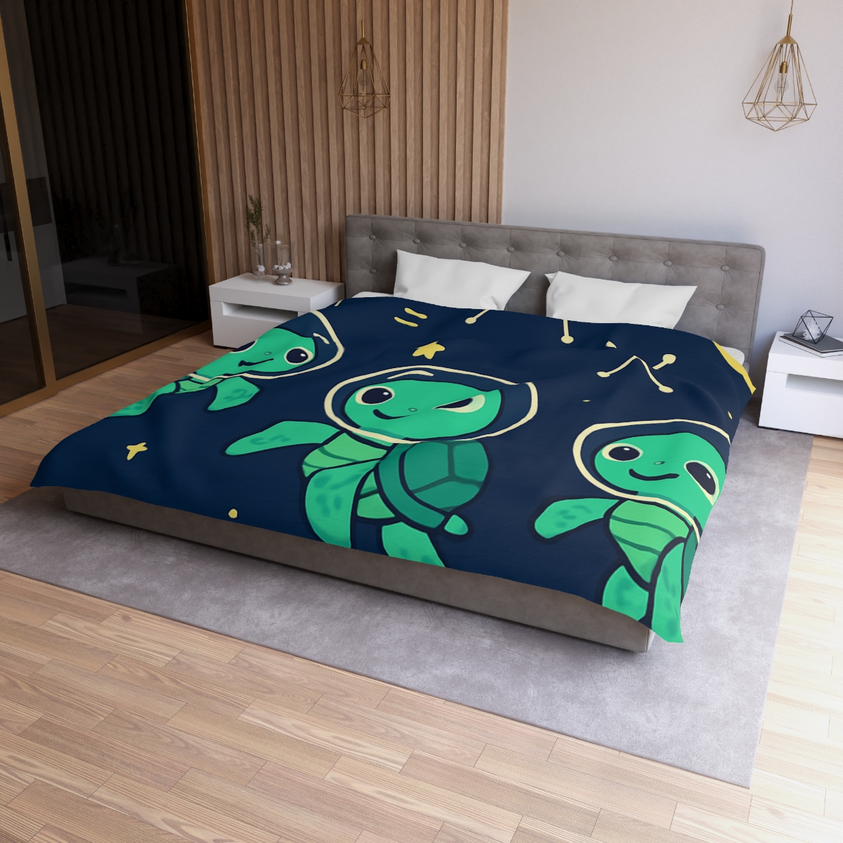 Space School Of The Curious Sea Turtles personalized bedding duvets
