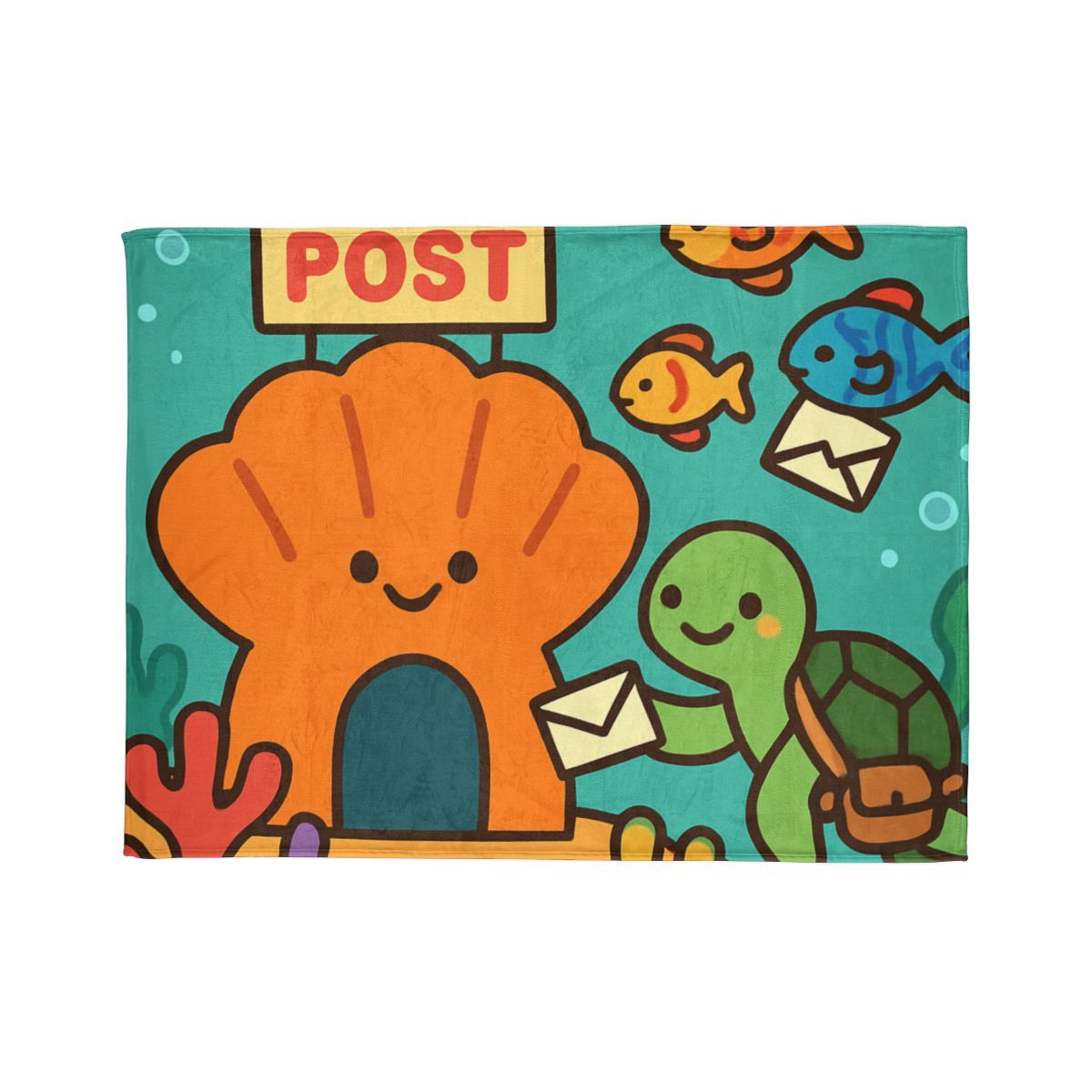 Coral Reef Post Office With Turtle Mail Carrier unique gift blanketscustom blankets