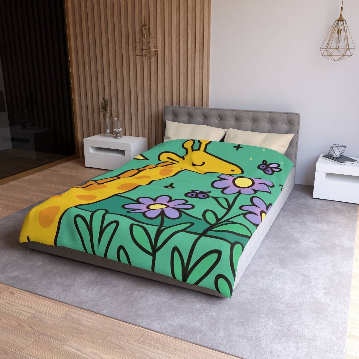 Galactic Garden Giraffe trendy bedroom duvets