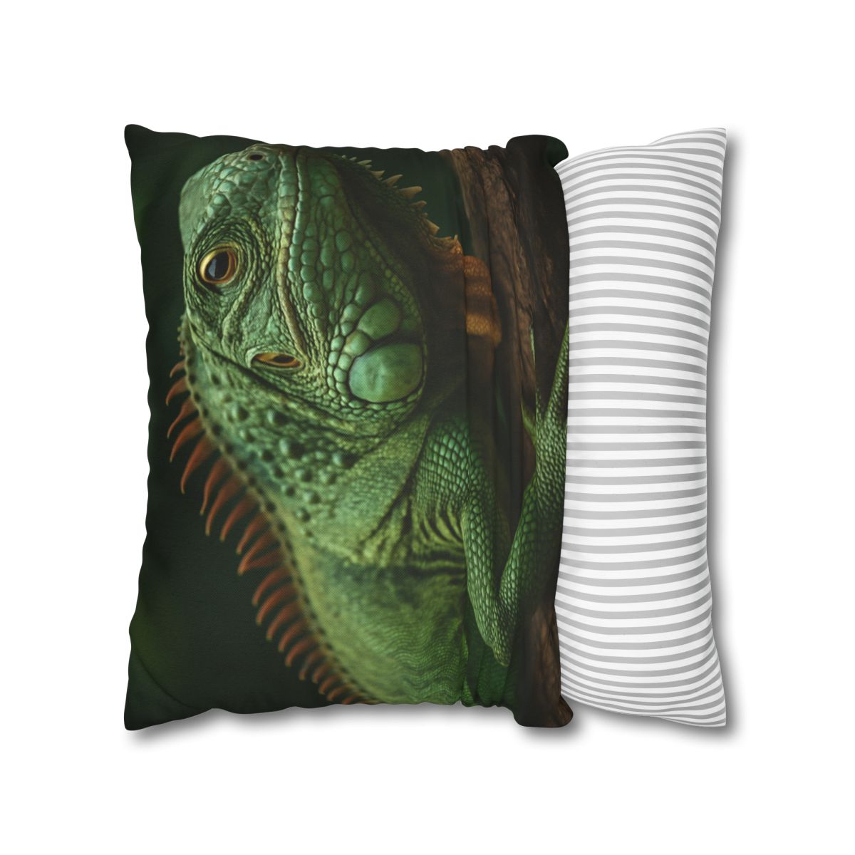Sunlit Perch Green Iguana designer print pillow cases