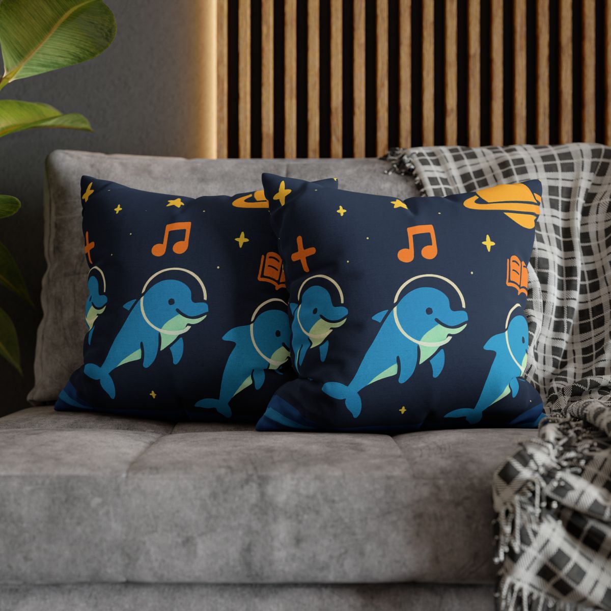 Space School Of The Ocean Dolphins designer print pillow cases