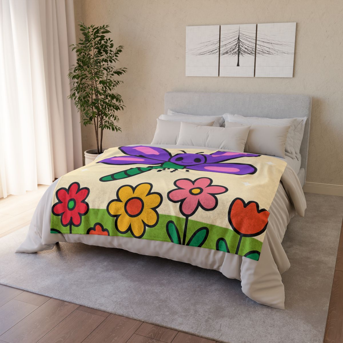Nebula Dragonfly Garden soft fleece blankets