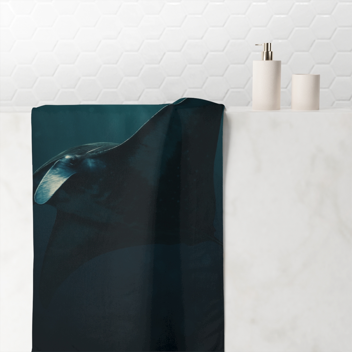 Starlit Drift Giant Manta Ray trendy hand towels