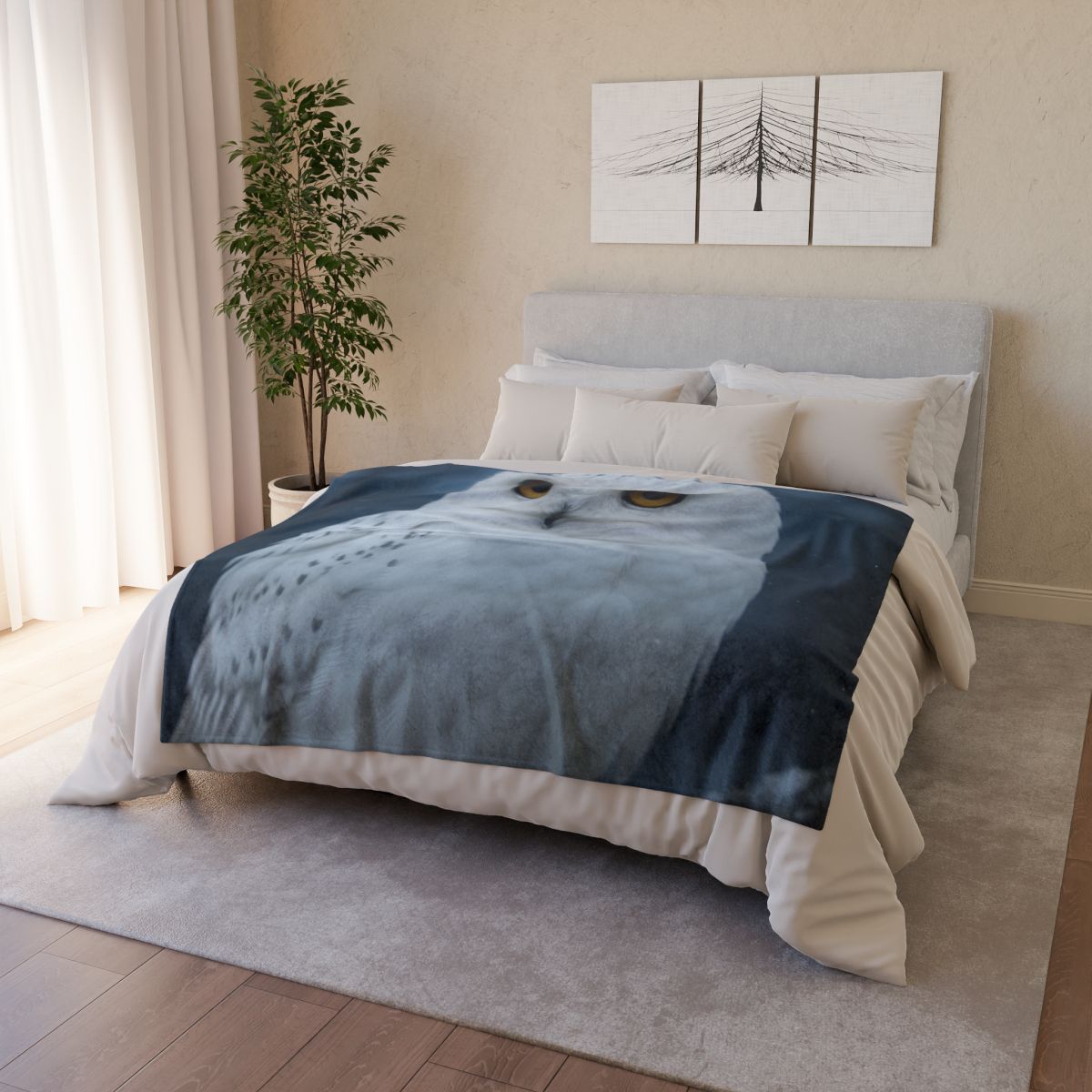 Twilight Watcher Snowy Owl trendy patterned blankets