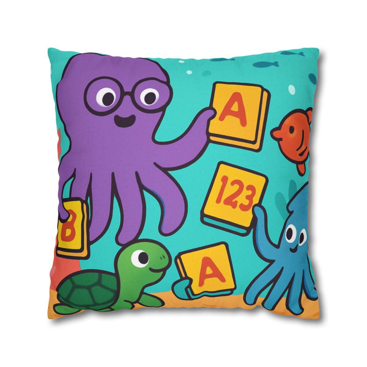 Octopus Librarian In Coral Reef School custom pillow cases