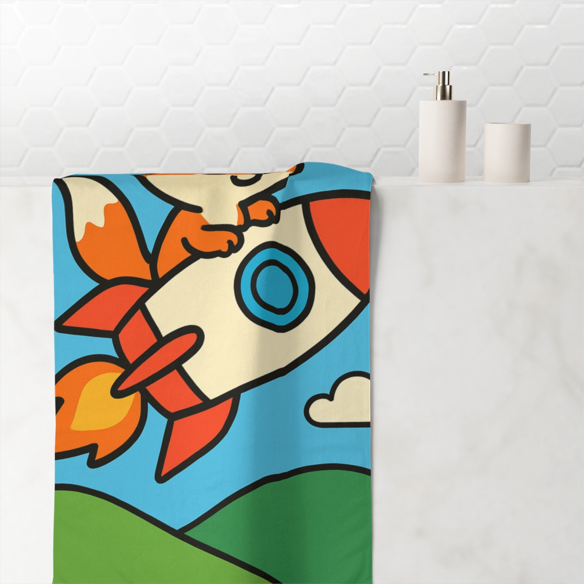 Rocket Riding Fox comfortable face towels