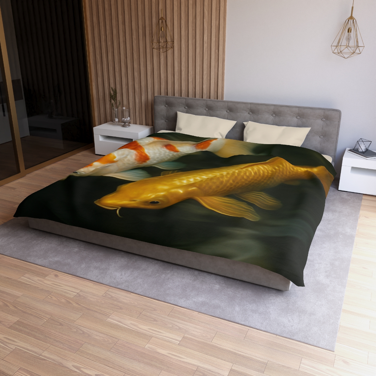 Golden Drift Koi Pair soft comforter duvets