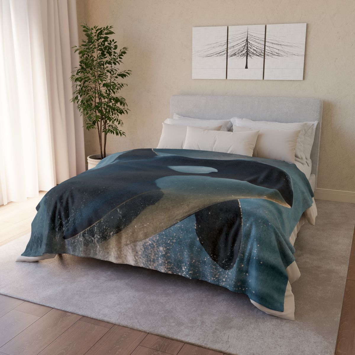 Abyss Glide Orca stylish throw blankets