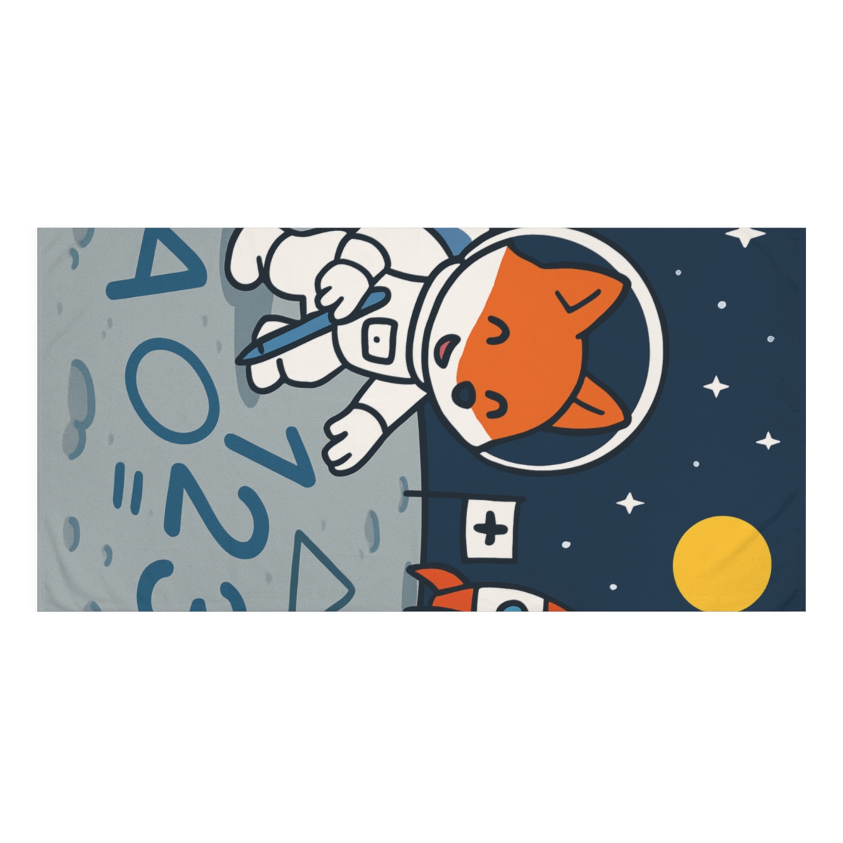Moonbase Math Fox comfortable face towels