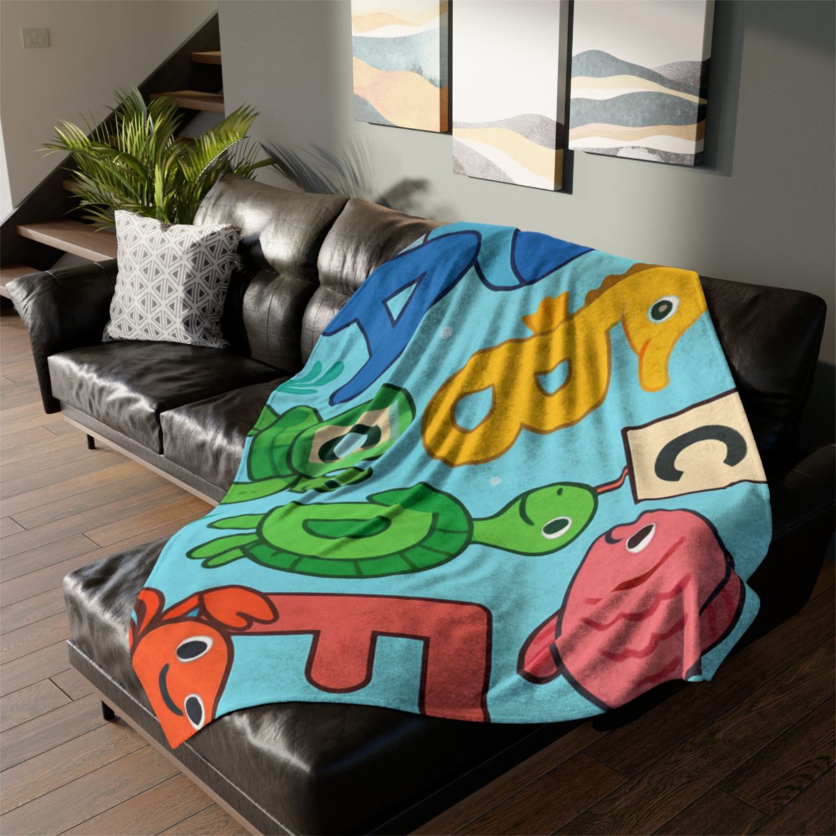 Coral Reef Alphabet Parade designer printed blankets