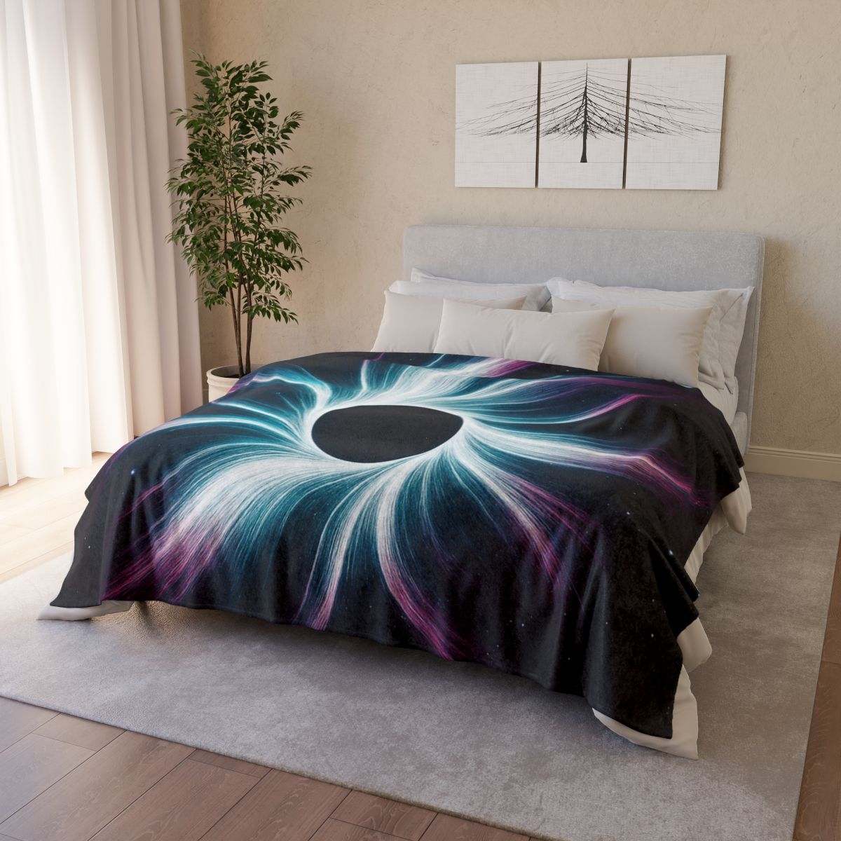 Gravitational Halo Bloom soft fleece blankets