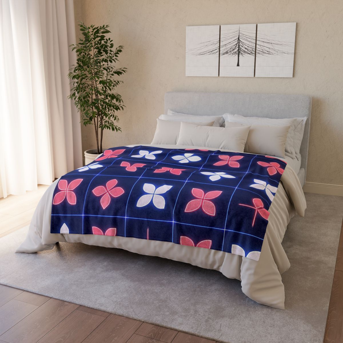 Quantum Blossom Grid warm winter blankets