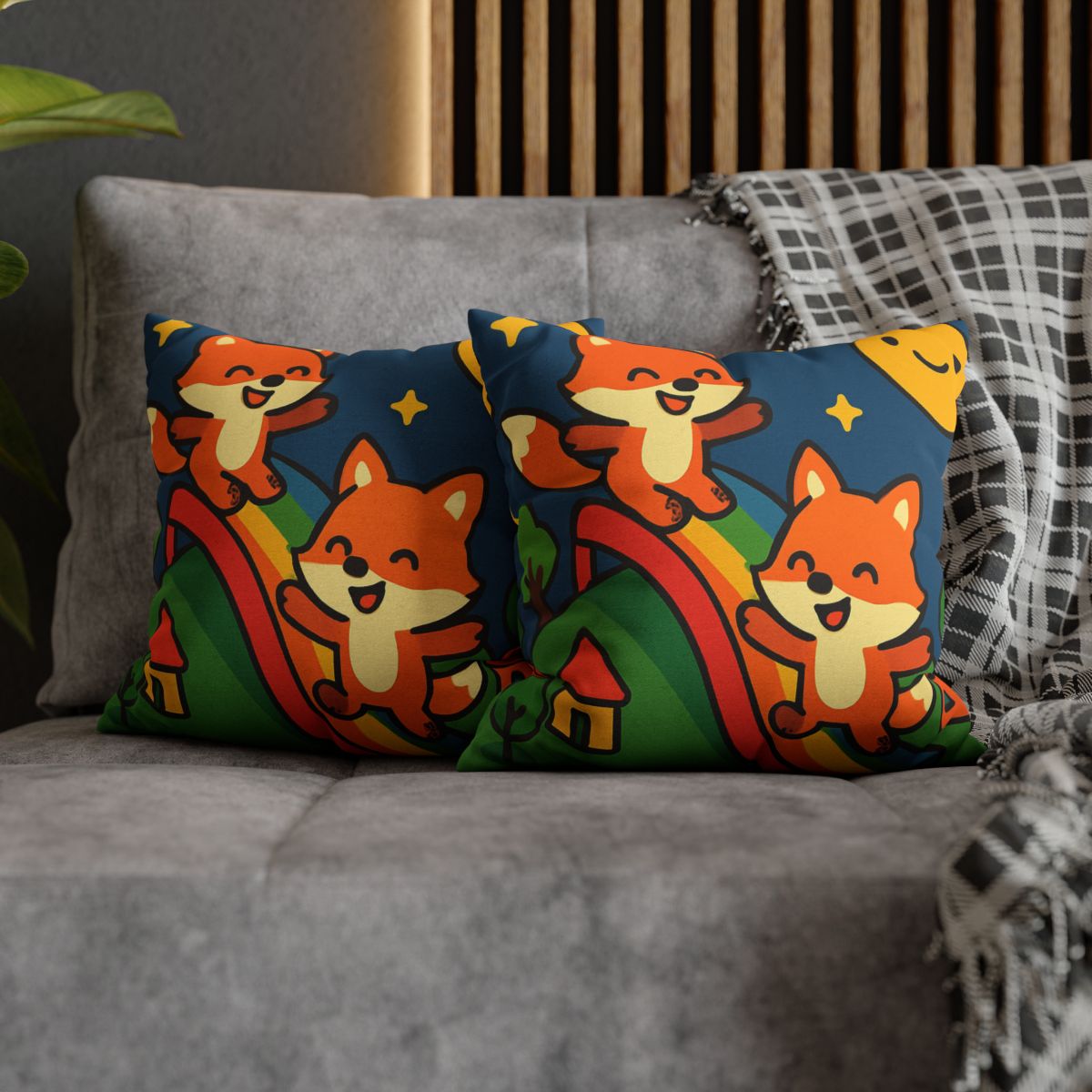 Planet Playground Of The Friendly Foxes trendy patterned pillow cases