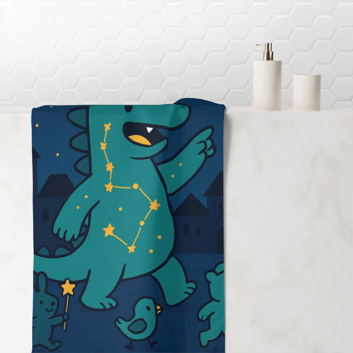 Starlight Dragon Parade personalized bath towels