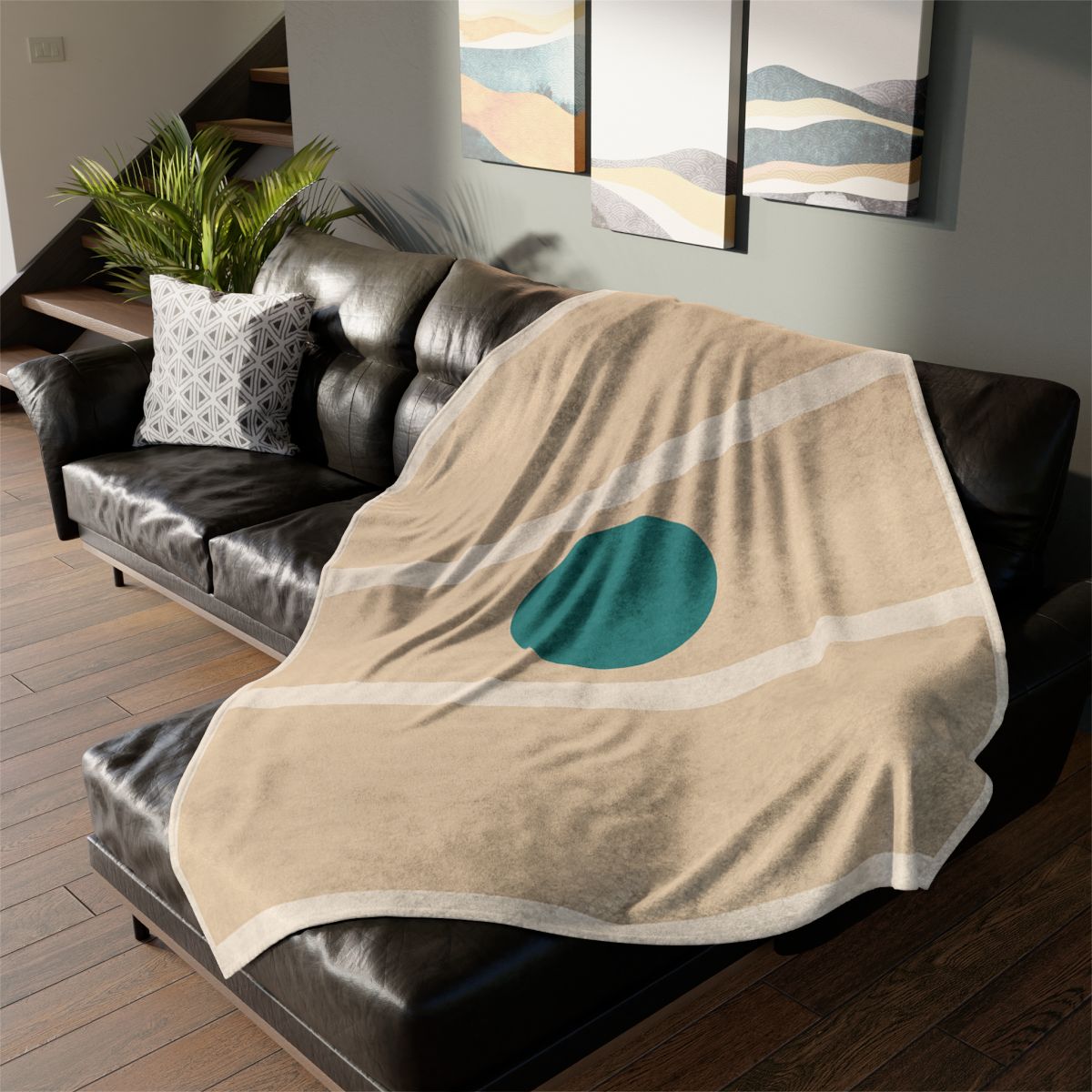 Floating Rectangles With Centered Circle personalized cozy blankets