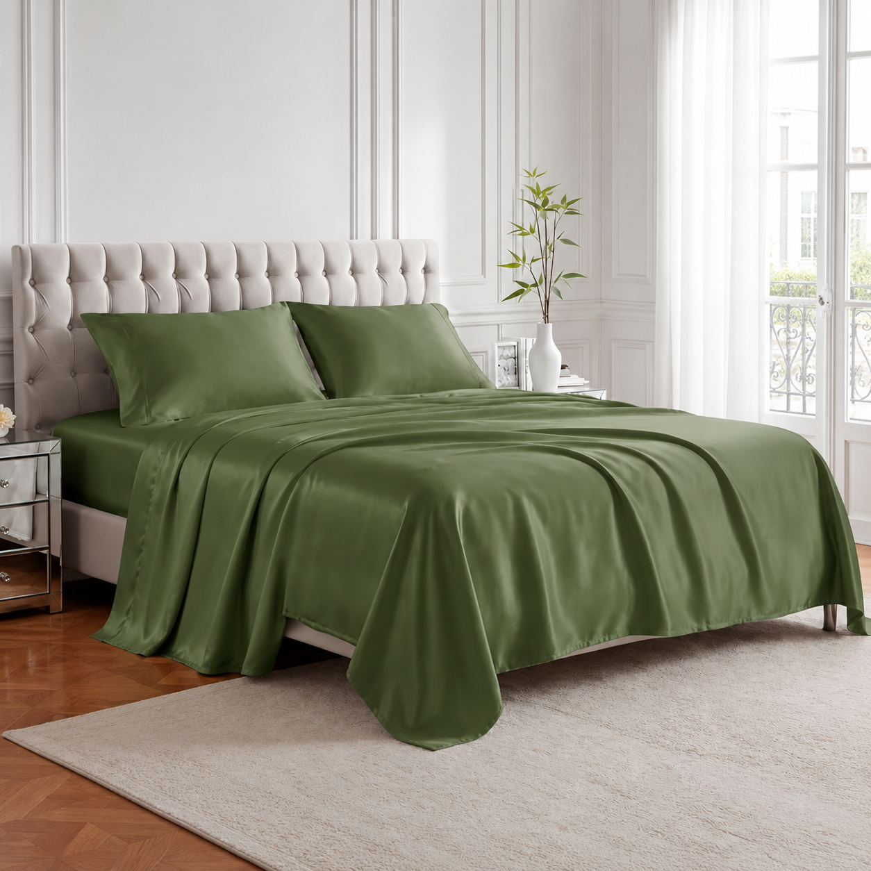 Pack of 4 Cooling Sheet Set with Deep Pocket Fitted Sheet and Smooth Finish