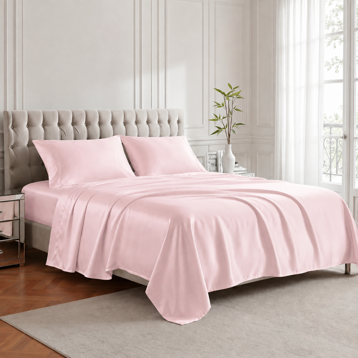 Pack of 4 Cooling Sheet Set with Deep Pocket Fitted Sheet and Smooth Finish
