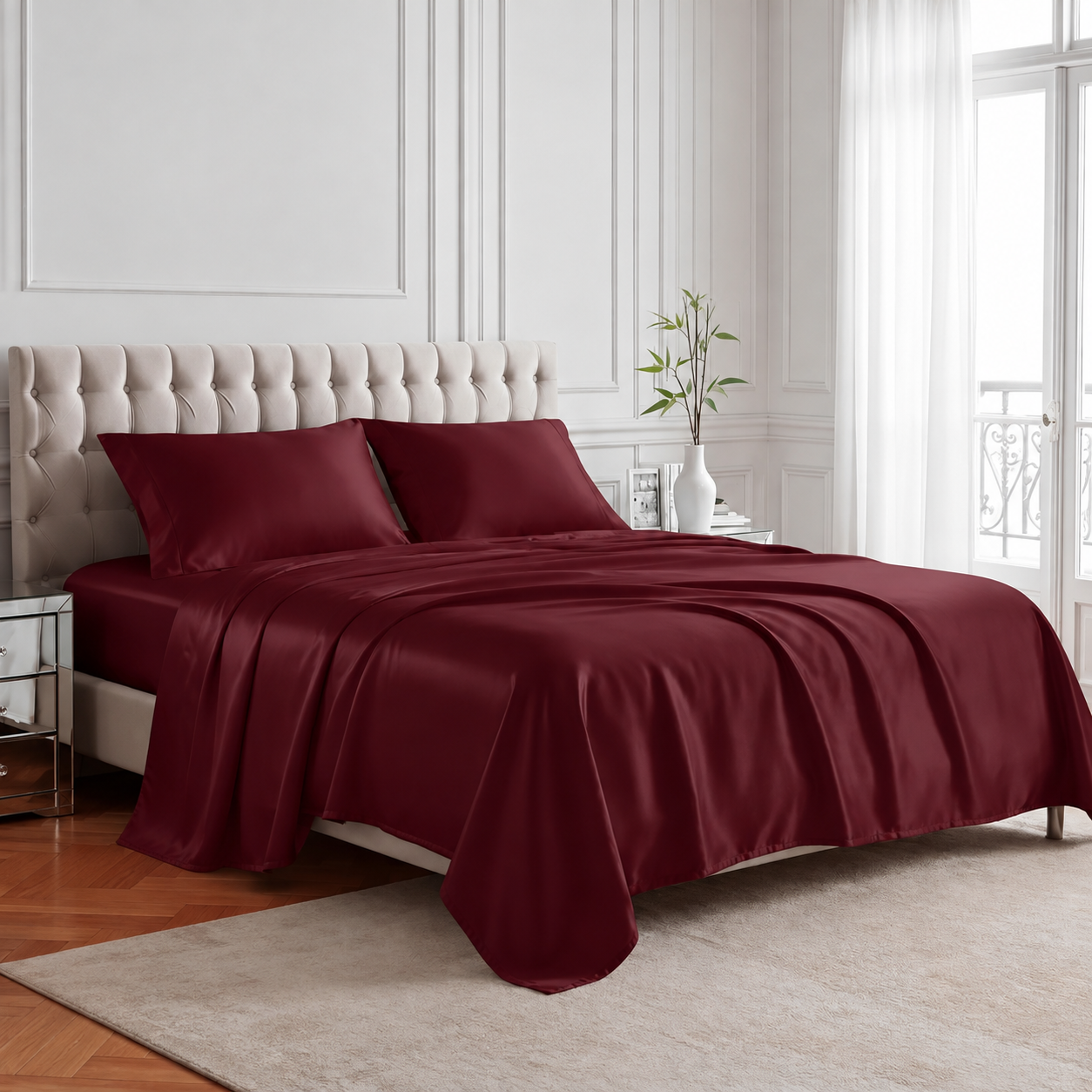Pack of 4 Cooling Sheet Set with Deep Pocket Fitted Sheet and Smooth Finish