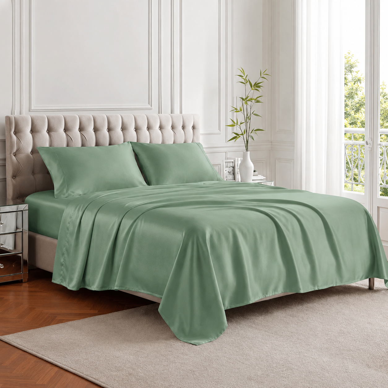 Pack of 4 Cooling Sheet Set with Deep Pocket Fitted Sheet and Smooth Finish