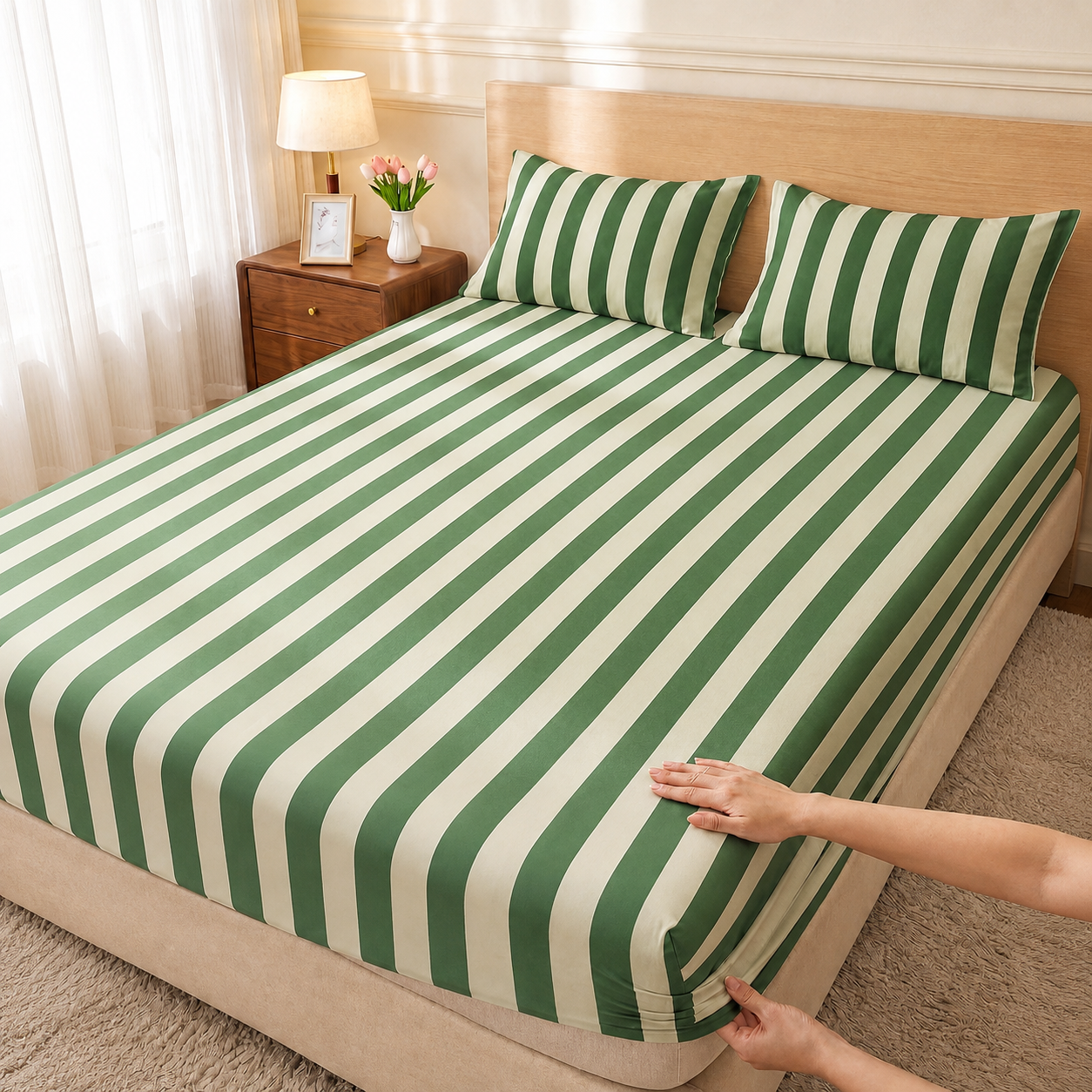 Soft Knitted Leopard Print Fitted Sheet with Deep Pocket and Wrinkle Resistant Finish