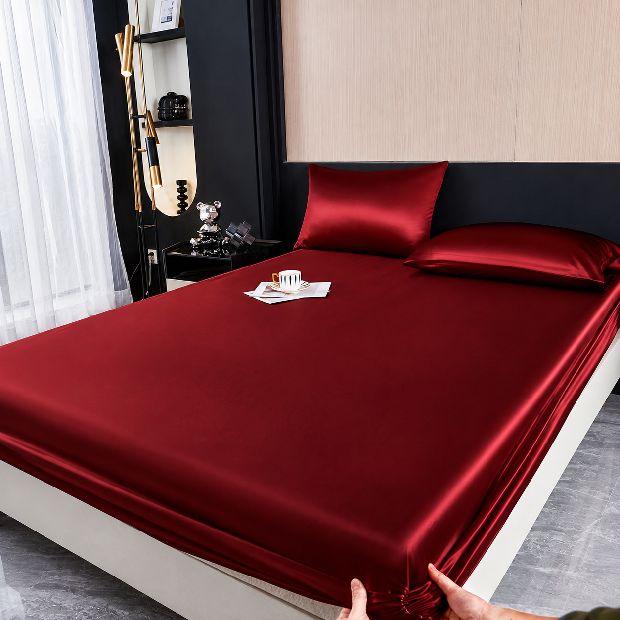 Soft  Fitted Sheet with Deep Pocket and Wrinkle Resistant Finish