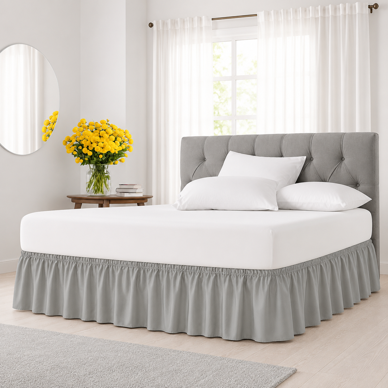 Ruffled Wrap Around Elastic Bed Skirt