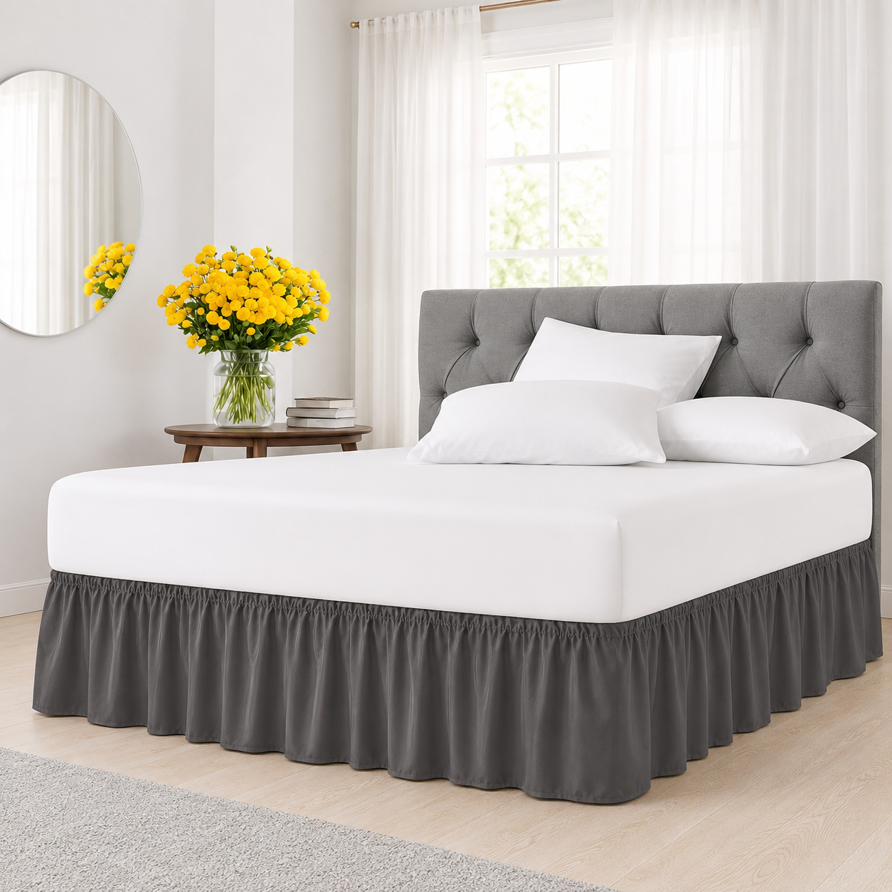 Ruffled Wrap Around Elastic Bed Skirt