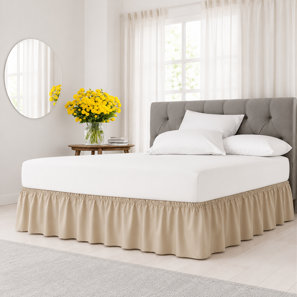 Ruffled Wrap Around Elastic Bed Skirt