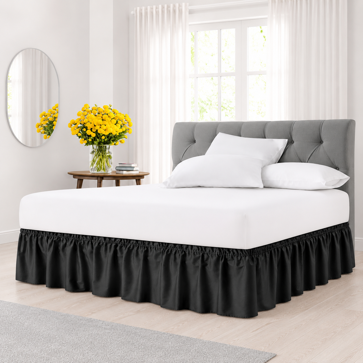 Ruffled Wrap Around Elastic Bed Skirt