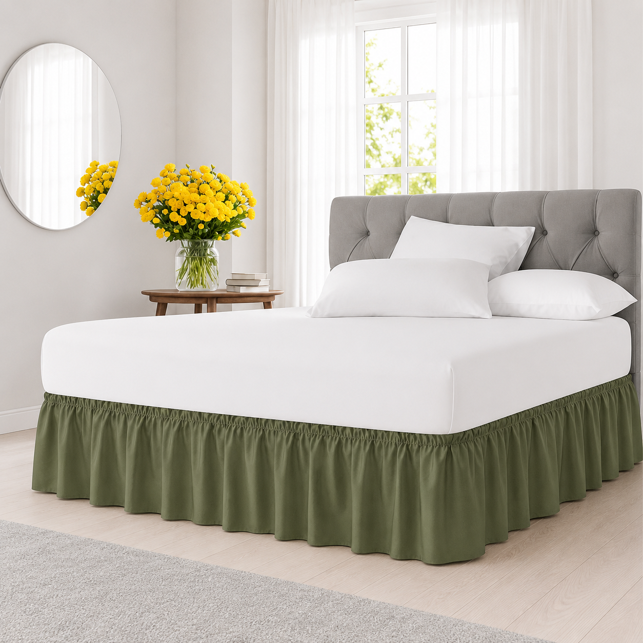Ruffled Wrap Around Elastic Bed Skirt