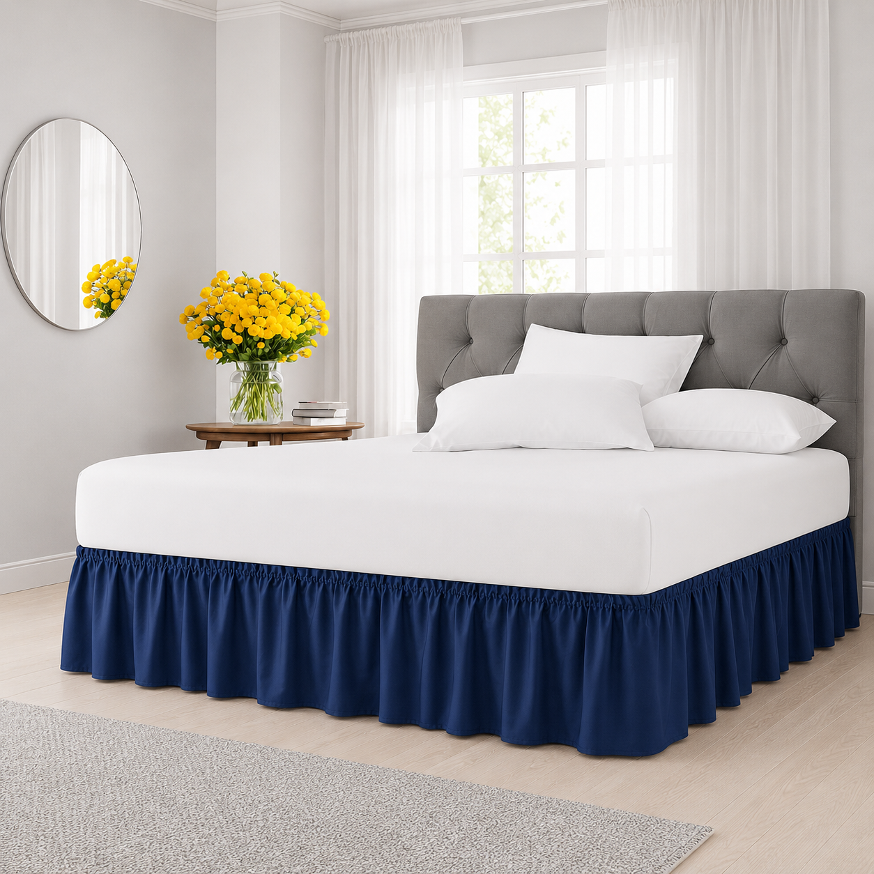 Ruffled Wrap Around Elastic Bed Skirt